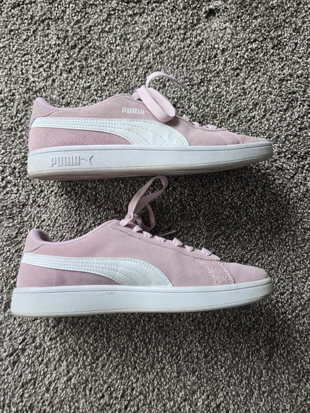 PUMA Women's Pink Suede Sneakers with White Formstrip